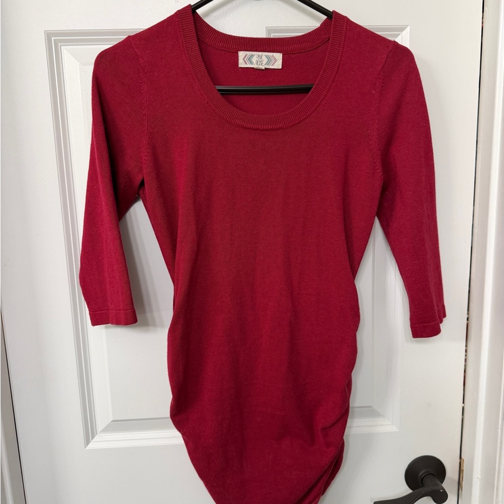 Red Knit Scoop Sweater Maternity